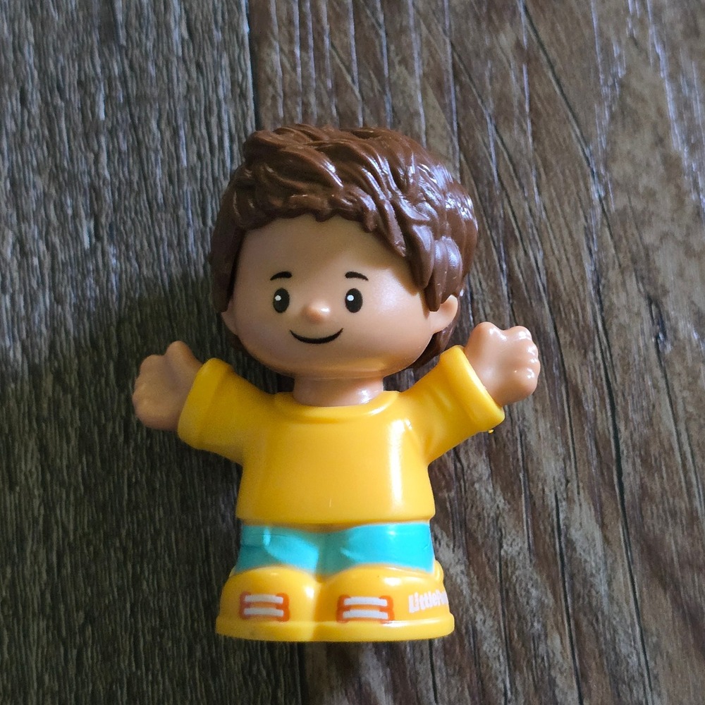 Fisher-Price Little People Boy Yellow Shirt Teal Shorts Brown Hair Replacement